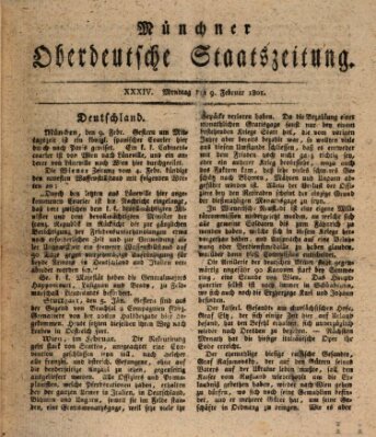 Münchner oberdeutsche Staatszeitung (Süddeutsche Presse) Montag 9. Februar 1801