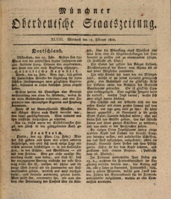 Münchner oberdeutsche Staatszeitung (Süddeutsche Presse) Mittwoch 25. Februar 1801