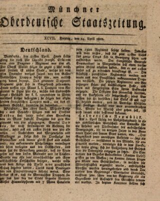 Münchner oberdeutsche Staatszeitung (Süddeutsche Presse) Freitag 24. April 1801