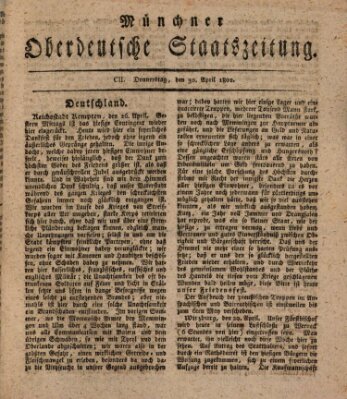 Münchner oberdeutsche Staatszeitung (Süddeutsche Presse) Donnerstag 30. April 1801