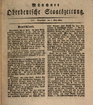 Münchner oberdeutsche Staatszeitung (Süddeutsche Presse) Samstag 2. Mai 1801