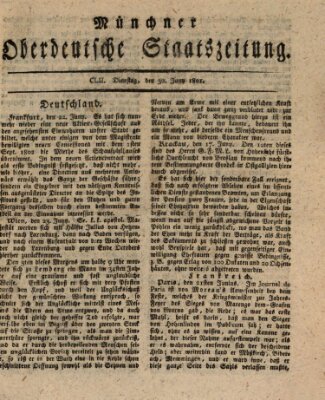 Münchner oberdeutsche Staatszeitung (Süddeutsche Presse) Dienstag 30. Juni 1801