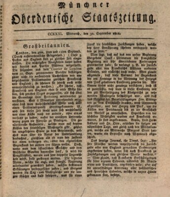 Münchner oberdeutsche Staatszeitung (Süddeutsche Presse) Mittwoch 30. September 1801