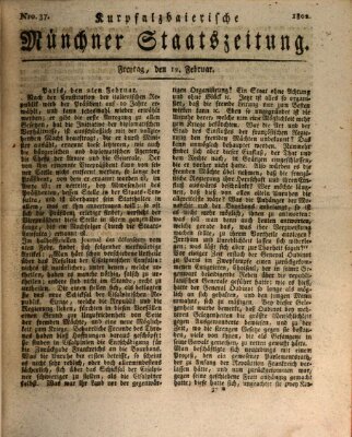 Kurpfalzbaierische Münchner Staats-Zeitung (Süddeutsche Presse) Freitag 12. Februar 1802