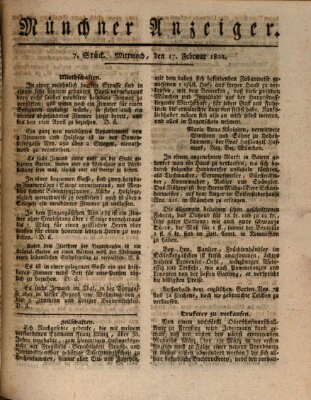 Kurpfalzbaierische Münchner Staats-Zeitung (Süddeutsche Presse) Mittwoch 17. Februar 1802