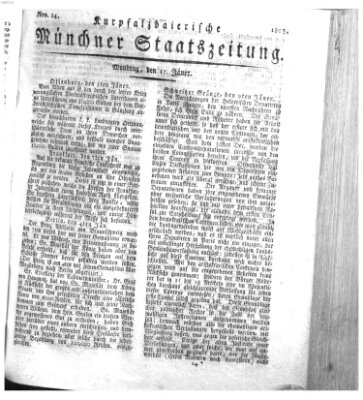 Kurpfalzbaierische Münchner Staats-Zeitung (Süddeutsche Presse) Montag 17. Januar 1803
