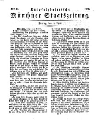 Kurpfalzbaierische Münchner Staats-Zeitung (Süddeutsche Presse) Freitag 15. April 1803