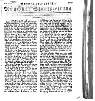 Kurpfalzbaierische Münchner Staats-Zeitung (Süddeutsche Presse) Samstag 19. November 1803
