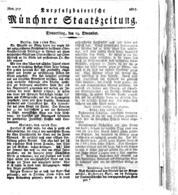 Kurpfalzbaierische Münchner Staats-Zeitung (Süddeutsche Presse) Donnerstag 29. Dezember 1803