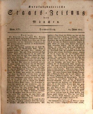 Kurpfalzbaierische Staatszeitung von München (Süddeutsche Presse) Donnerstag 24. Januar 1805