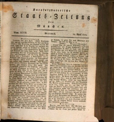 Kurpfalzbaierische Staatszeitung von München (Süddeutsche Presse) Mittwoch 24. April 1805