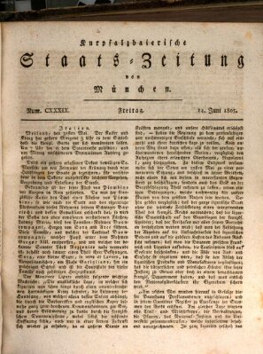 Kurpfalzbaierische Staatszeitung von München (Süddeutsche Presse) Freitag 14. Juni 1805