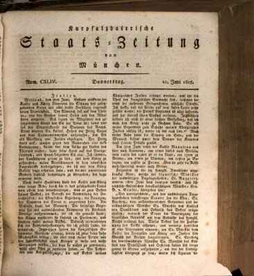 Kurpfalzbaierische Staatszeitung von München (Süddeutsche Presse) Donnerstag 20. Juni 1805