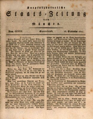 Kurpfalzbaierische Staatszeitung von München (Süddeutsche Presse) Samstag 28. September 1805