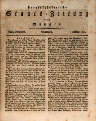 Kurpfalzbaierische Staatszeitung von München (Süddeutsche Presse) Mittwoch 2. Oktober 1805