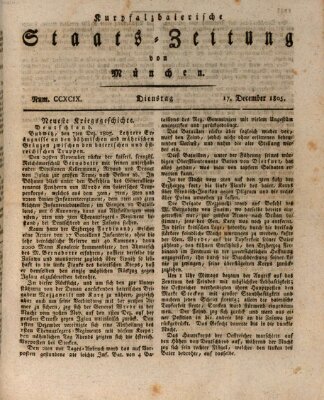 Kurpfalzbaierische Staatszeitung von München (Süddeutsche Presse) Dienstag 17. Dezember 1805