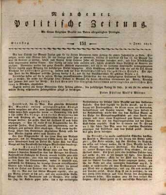 Münchener politische Zeitung (Süddeutsche Presse) Dienstag 1. Juni 1813