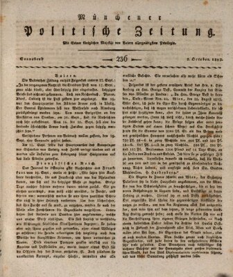 Münchener politische Zeitung (Süddeutsche Presse) Samstag 2. Oktober 1813