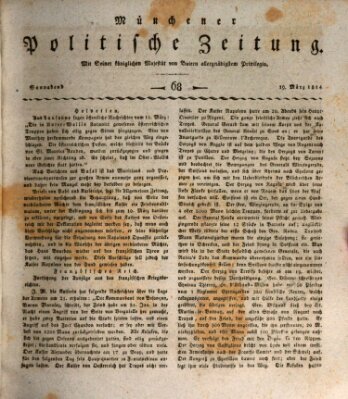 Münchener politische Zeitung (Süddeutsche Presse) Samstag 19. März 1814