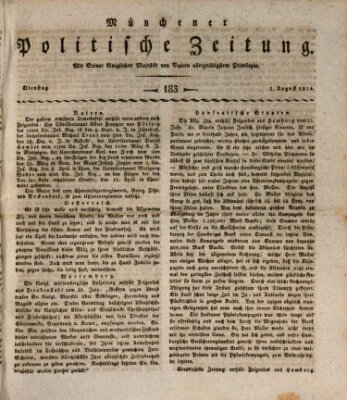 Münchener politische Zeitung (Süddeutsche Presse) Dienstag 2. August 1814
