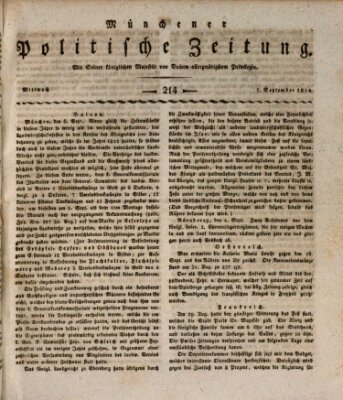 Münchener politische Zeitung (Süddeutsche Presse) Mittwoch 7. September 1814