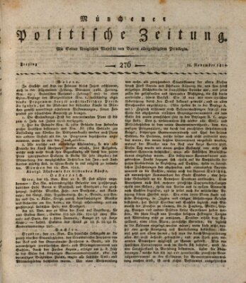 Münchener politische Zeitung (Süddeutsche Presse) Freitag 18. November 1814