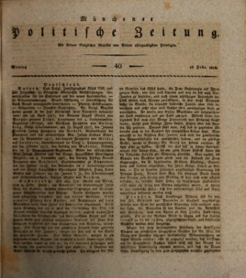 Münchener politische Zeitung (Süddeutsche Presse) Montag 16. Februar 1818