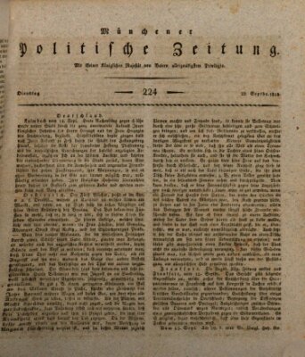 Münchener politische Zeitung (Süddeutsche Presse) Dienstag 22. September 1818