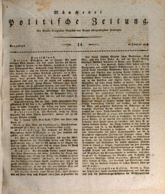 Münchener politische Zeitung (Süddeutsche Presse) Samstag 16. Januar 1819