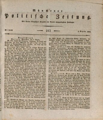 Münchener politische Zeitung (Süddeutsche Presse) Mittwoch 8. September 1819