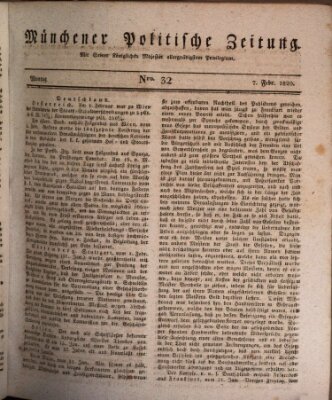 Münchener politische Zeitung (Süddeutsche Presse) Montag 7. Februar 1820