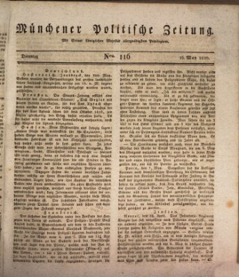 Münchener politische Zeitung (Süddeutsche Presse) Dienstag 16. Mai 1820