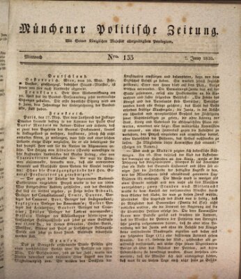 Münchener politische Zeitung (Süddeutsche Presse) Mittwoch 7. Juni 1820