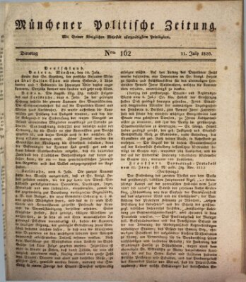 Münchener politische Zeitung (Süddeutsche Presse) Dienstag 11. Juli 1820