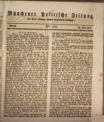 Münchener politische Zeitung (Süddeutsche Presse) Montag 24. Juli 1820