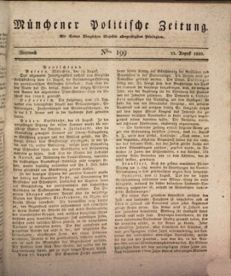 Münchener politische Zeitung (Süddeutsche Presse) Mittwoch 23. August 1820