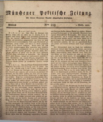 Münchener politische Zeitung (Süddeutsche Presse) Mittwoch 1. November 1820