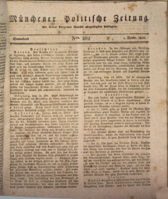 Münchener politische Zeitung (Süddeutsche Presse) Samstag 4. November 1820