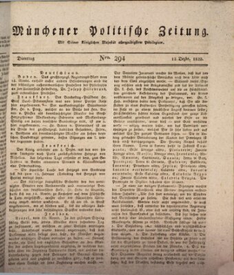 Münchener politische Zeitung (Süddeutsche Presse) Dienstag 12. Dezember 1820