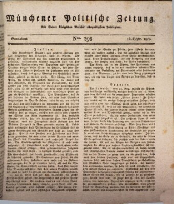 Münchener politische Zeitung (Süddeutsche Presse) Samstag 16. Dezember 1820