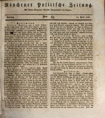 Münchener politische Zeitung (Süddeutsche Presse) Dienstag 15. April 1823