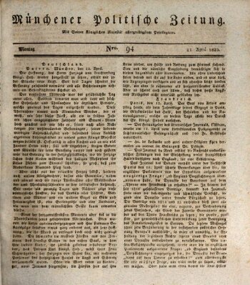 Münchener politische Zeitung (Süddeutsche Presse) Montag 21. April 1823