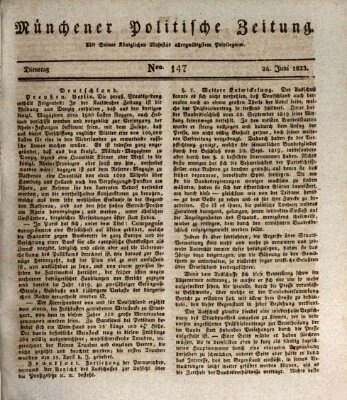 Münchener politische Zeitung (Süddeutsche Presse) Dienstag 24. Juni 1823