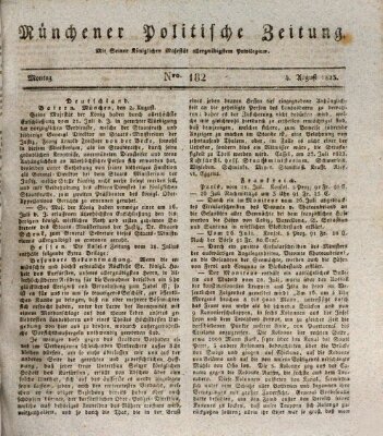 Münchener politische Zeitung (Süddeutsche Presse) Montag 4. August 1823