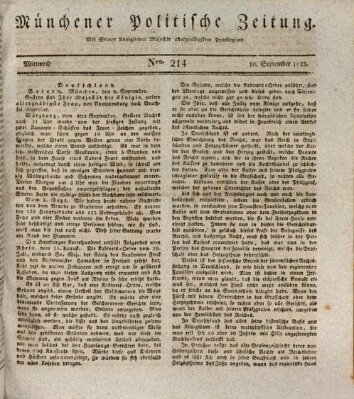 Münchener politische Zeitung (Süddeutsche Presse) Mittwoch 10. September 1823