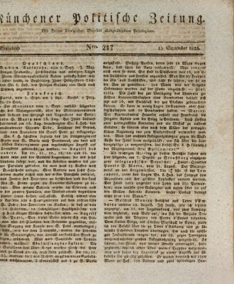 Münchener politische Zeitung (Süddeutsche Presse) Samstag 13. September 1823