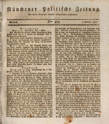 Münchener politische Zeitung (Süddeutsche Presse) Mittwoch 1. Oktober 1823