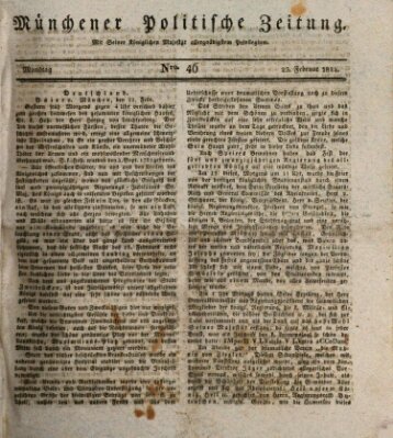 Münchener politische Zeitung (Süddeutsche Presse) Montag 23. Februar 1824