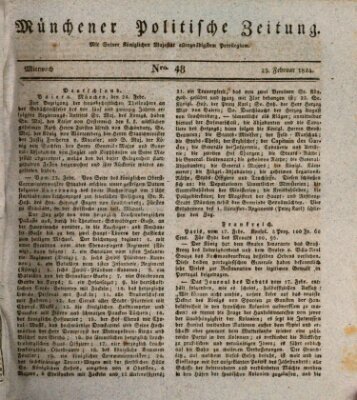 Münchener politische Zeitung (Süddeutsche Presse) Mittwoch 25. Februar 1824