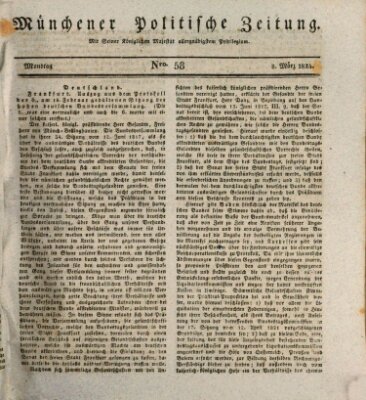 Münchener politische Zeitung (Süddeutsche Presse) Montag 8. März 1824